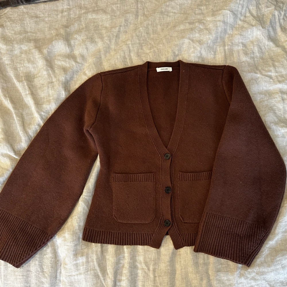 Khaite scarlet inspired wool cashmere cardigan - chestnut brown